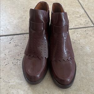 Tory Burch Burgundy Patent Leather Ankle Boots W 9.5